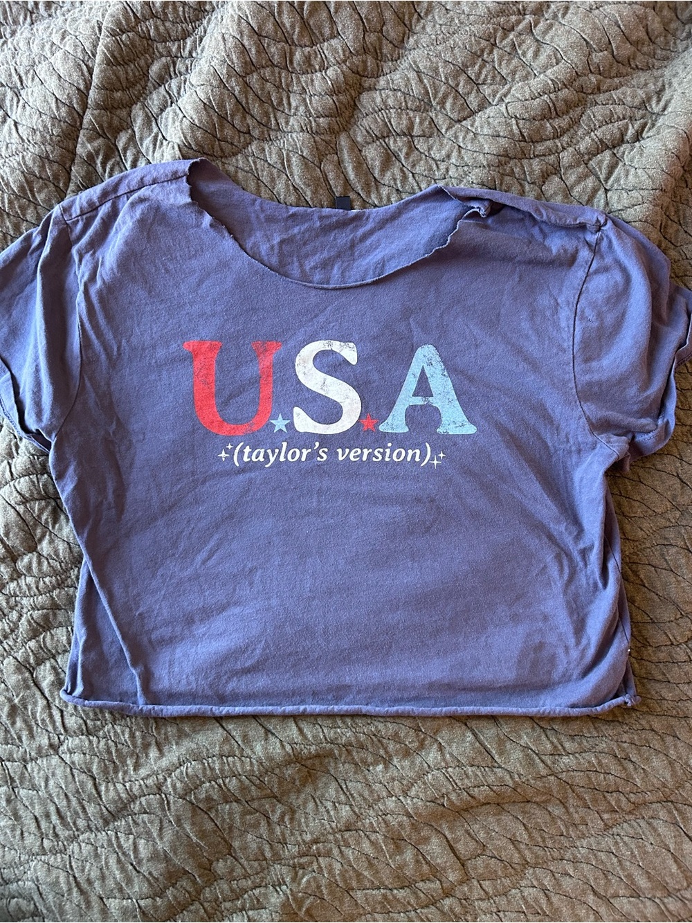 Taylor Swift Inspired USA (Taylor's Version) Navy Crop Tee